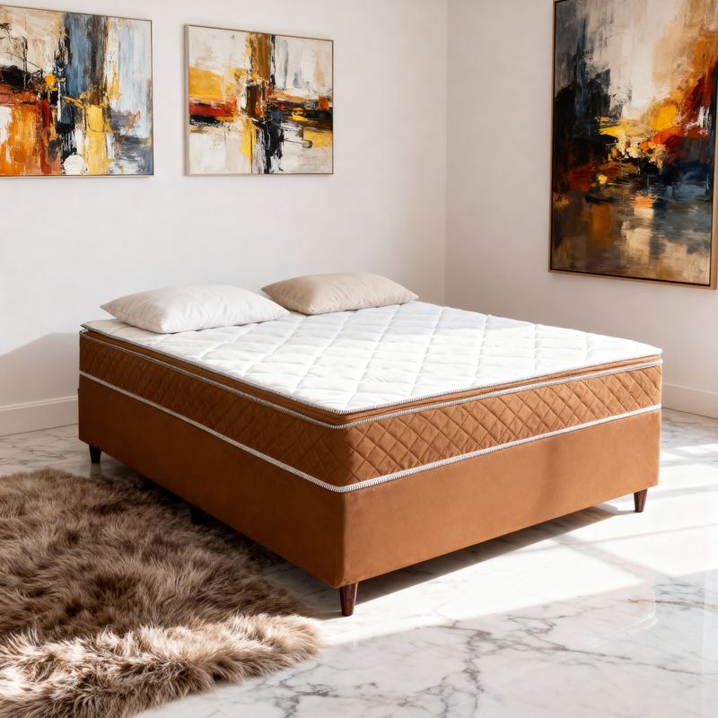 Colchão Casal D33 Bella + Base 138x188x48 Bom Pastor Imagem 1