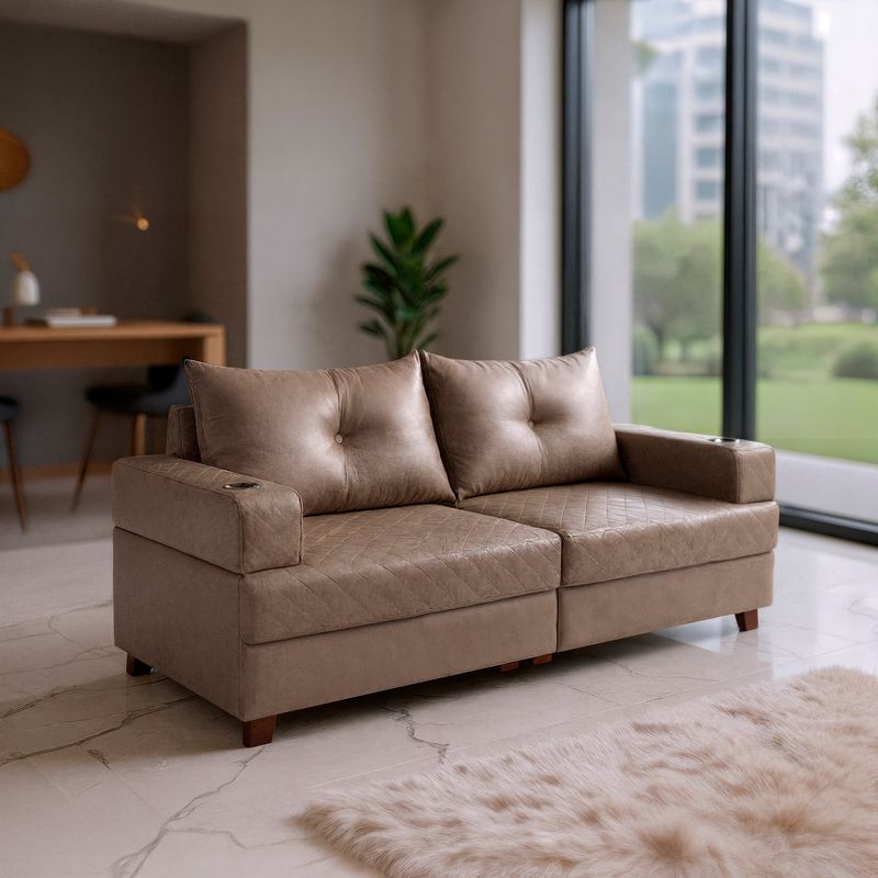 Sofá 3 Lugares Essenza Bom Pastor Castor Imagem 1