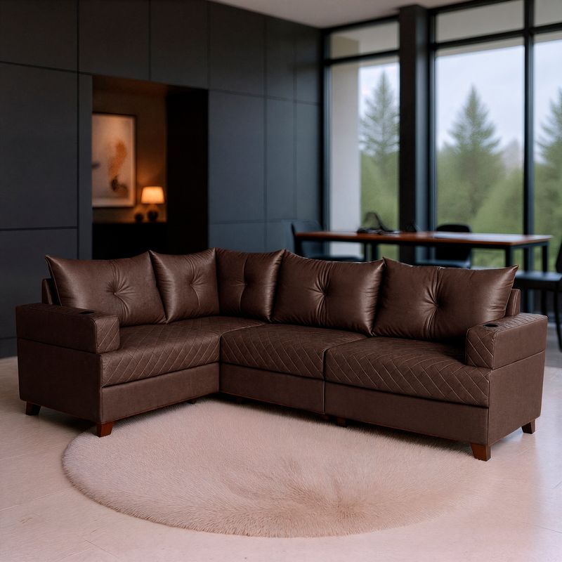 Sofá 4 Lugares 1,77x2,57m Canto Gold Bom Pastor Café Imagem 1