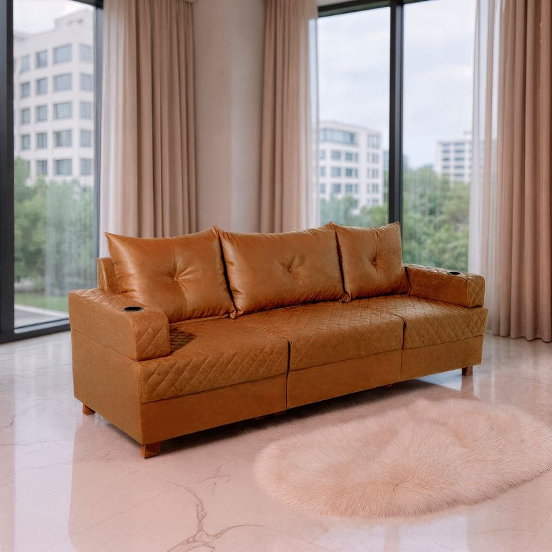 Sofá 3 Lugares Essenza Living  Bom Pastor Caramelo Imagem 1