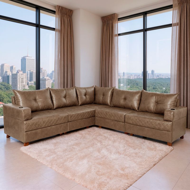 Sofá 5 Lugares 2,57x2,57m Canto Essenza Luxo Bom Pastor Castor Imagem 1