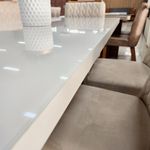 Sala de Jantar 160x80 Lottus MDF/Vidro 6 Cadeiras Bom Pastor Naturale/Bege Imagem 4