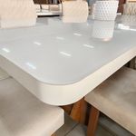Sala de Jantar 160x80 Lottus MDF/Vidro 6 Cadeiras Bom Pastor Naturale/Bege Imagem 7