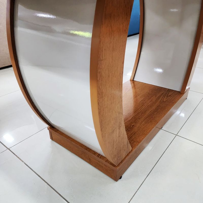 Sala de Jantar 196x90 Mel MDF/Vidro OFF 6 Cadeiras Bom Pastor Nat/Cinza Imagem 6