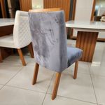 Sala de Jantar 196x90 Mel MDF/Vidro OFF 6 Cadeiras Bom Pastor Nat/Cinza Imagem 2