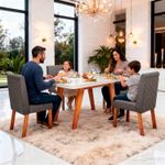 Sala de Jantar 130x90 Mavie MDF/Vidro Off 4 Cadeiras Bom Pastor COM VIDRO-OFF WHITE/TEC-3029 TP-BD-OFF/BS-NATURALE Imagem 6