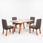 Sala de Jantar 130x90 Mavie MDF/Vidro Off 4 Cadeiras Bom Pastor COM VIDRO-OFF WHITE/TEC-3029 TP-BD-OFF/BS-NATURALE Imagem 4