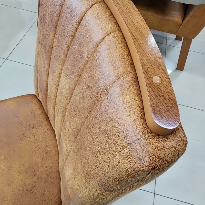 Sala de Jantar 180x90 Mavie MDF/Vidro Off 6 Cadeiras Caramelo Bom Pastor Imagem 1