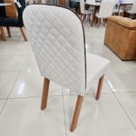 Sala de Jantar 180x90 Mavie MDF/Vidro 6 Cadeiras Bom Pastor COM VIDRO-OFF WH/TEC-3011/3031 TP-BD-OFF/BS-NATURALE Imagem 6