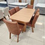 Sala de Jantar 180x90 Creta 6 Cadeiras Bom Pastor SEM VIDRO/TEC-9103 TP-NOGAL/BD-NATURALE/BS-NOGAL Imagem 9