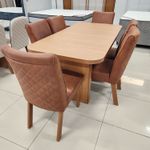 Sala de Jantar 180x90 Creta 6 Cadeiras Bom Pastor SEM VIDRO/TEC-9103 TP-NOGAL/BD-NATURALE/BS-NOGAL Imagem 8