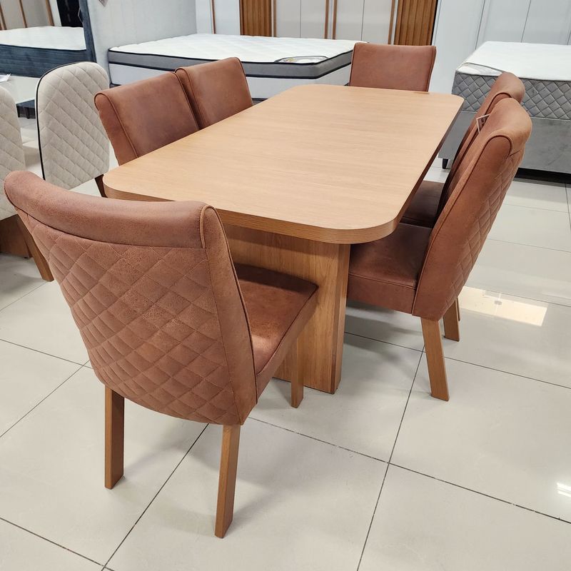 Sala de Jantar 180x90 Creta 6 Cadeiras Bom Pastor SEM VIDRO/TEC-9103 TP-NOGAL/BD-NATURALE/BS-NOGAL Imagem 8