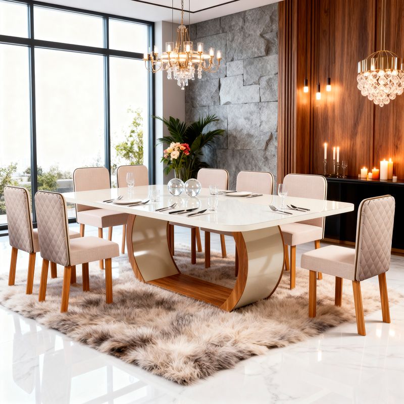 Sala de Jantar 220x110 Stone Nogal/Off BP Linho Off Bom Pastor Imagem 4