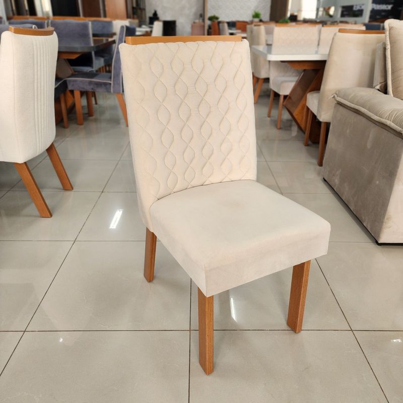 Sala de Jantar 90x90 Agile 4 Viena Cadeiras Veludo Bege Bom Pastor Imagem 3
