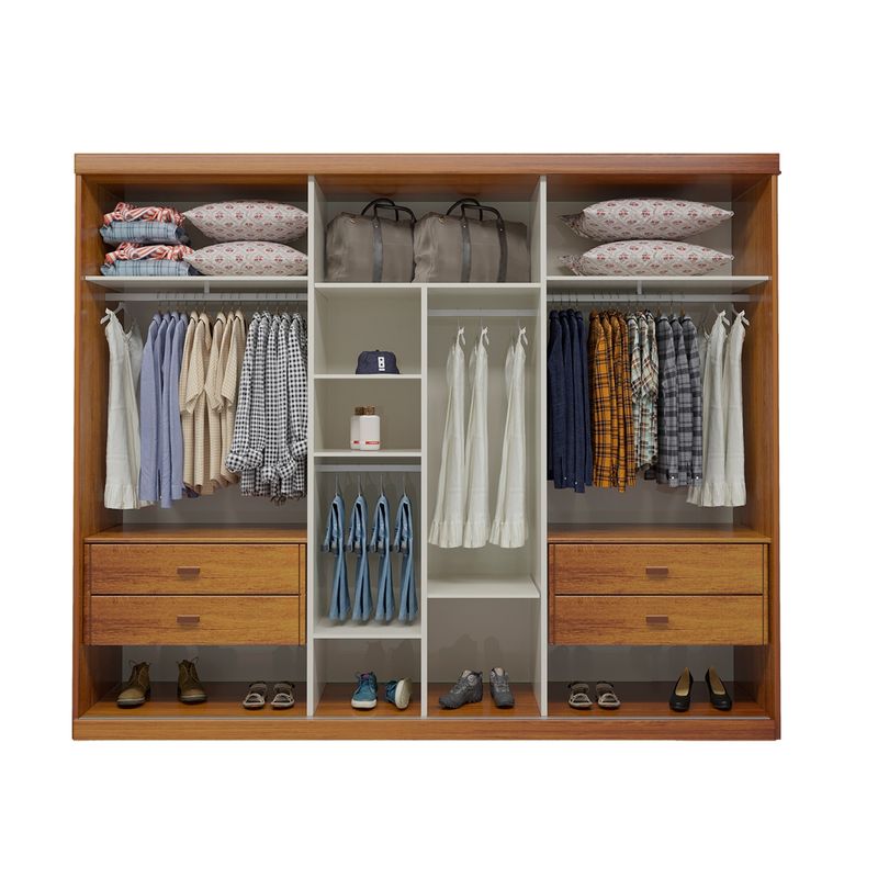 Guarda Roupa Casal Urban C/ Espelho 3 Portas Naturale/Off Bom Pastor Imagem 1