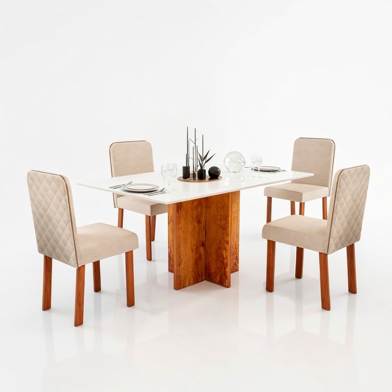 Sala de Jantar 120x80 Stilo Cad. Ayla Linho Off Bom Pastor Imagem 8